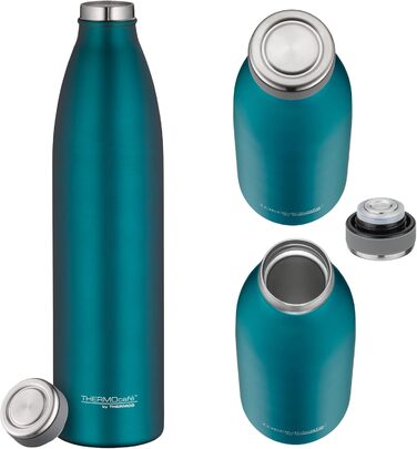 Термокава THERMOcafé TC Bottle (1,0 л) – термоізольована фляга з нержавіючої сталі, для школи, подорожей та офісу, колір: бірюзовий