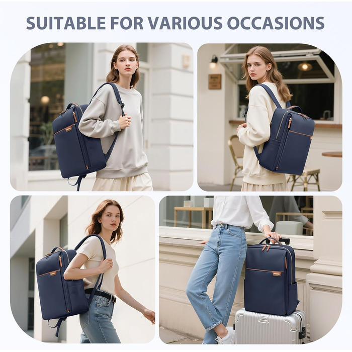 Рюкзак для ноутбука 16 дюймів, водонепроникний, для чоловіків та жінок, ідеальний для школи, подорожей та велосипеда (Морська синя)