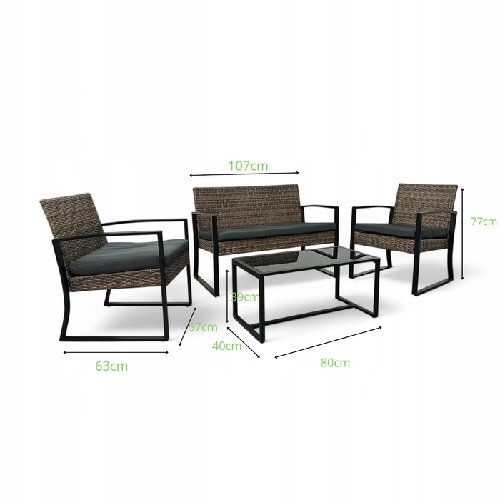 Комплект садових меблів Ideal Garden з техноротанга, багатоколірний, 4 предмети