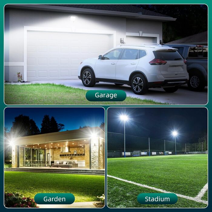 Viugreum 2Pack 150W LED Flood Lights Outdoor with Motion Sensor, 15000LM Outdoor Light, Cold White Spotlight with Remote Control, Floodlight Outdoor Spotlight, IP67 Waterproof, Floodlight with 2 Screws for Garden
