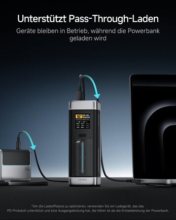 Power Bank CUKTECH 20: 25000mAh, 140W, PD3.1, 3 порти, цифровий дисплей, для ноутбуків, MacBook, Xiaomi, Galaxy, iPhone