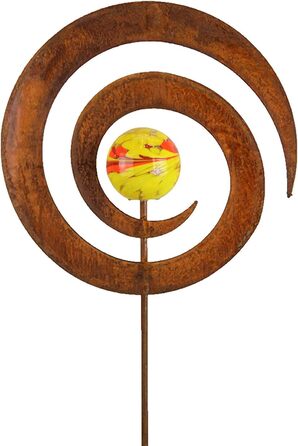 Bornhöft Garden Stake Metal Rust Garden Decor Rusty Decoration Patina Rust with Glass Spheres (Whirligig)