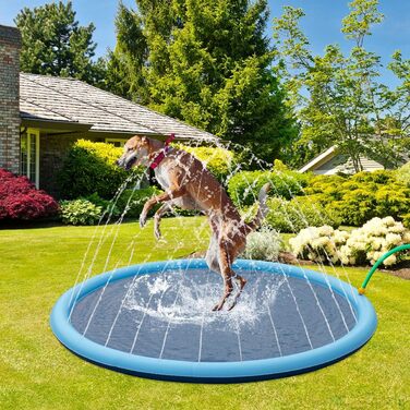 Refreshing Splash Sprinkler for Dogs - 170cm Dog Pool for Large Water Play Toy - Dog Water Play Mat Pool Fountain Splash Pad