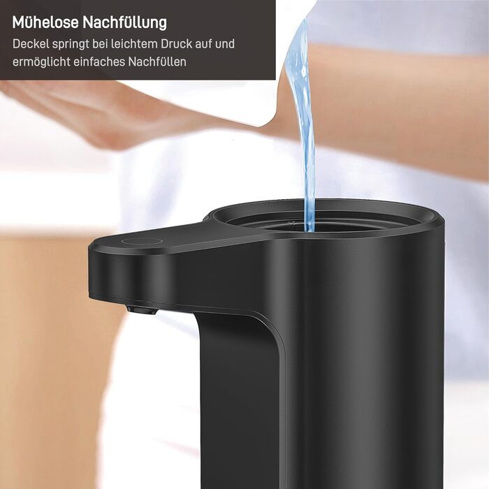 Automatic Soap Dispenser with Window - Infrared Sensor, 250ml, USB Rechargeable, Waterproof, Adjustable Dosage, Drip-Free, for Kitchen & Bathroom - Matte Black