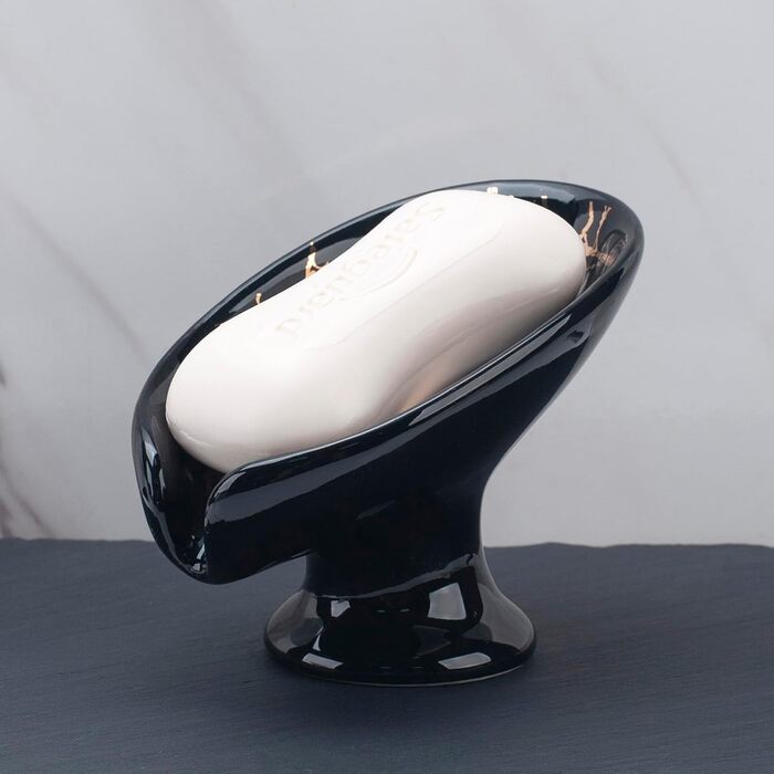 Керамічна мильниця з піддоном для води, білий/чорний, для ванної, душу, кухні