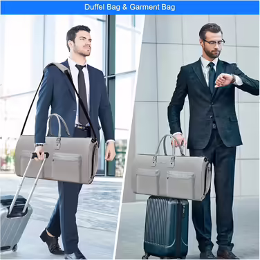 Garment Bag Suit Cover for Men Women, Suit Travel Bag, Clothes Bags Shoe Bag - 2 in 1 Hanging Suitcase Suit Travel Bags, High-Quality Garment Hanger for Suit and Dress (Light Gray)