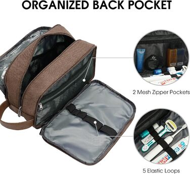 Чоловіча дорожня косметичка WANDF з канвасу, водонепроникна, веганська шкіра, зелений/коричневий колір