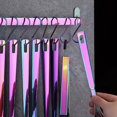 Kyraton Rainbow Kitchen Utensils Set - 37 Piece Stainless Steel Kitchen Helper Set with Titanium Rainbow Coating, Kitchen Tool Set with Utensil Holder, Cooking Spoon Set Dishwasher Safe