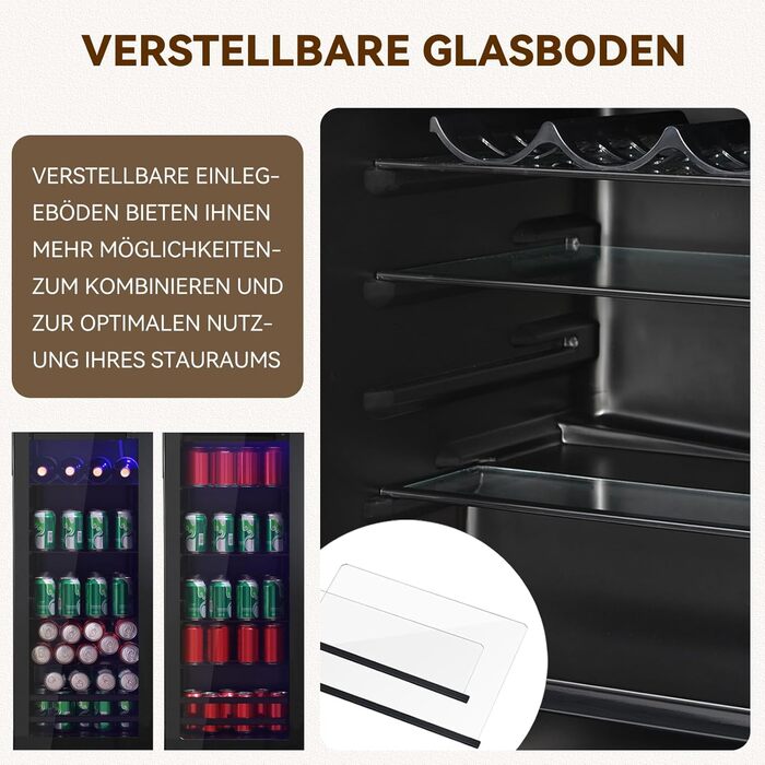 Холодильник для напоїв DRIXNO з морозильною камерою, 51 банка, для лімонаду, води, пива, вина, чорний, 128L