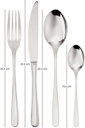 Sambonet 52553-81 Taste - 18/10 Stainless Steel Monoblock Dinnerware Set for 6 People, 24-Piece: 6 Forks, 6 Spoons, 6 Knives, 6 Teaspoons, Dishwasher Safe, Grey