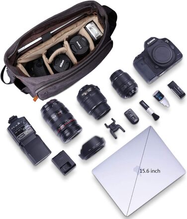 Сумка для камери Estarer: водонепроникна, для DSLR/SLR, 15.6 дюймів, сіра