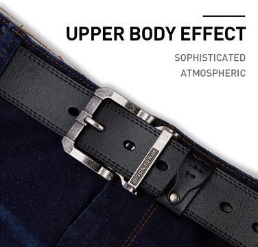 Чоловічий шкіряний ремінь BISON DENIM з надійною пряжкою: класичний, міцний, для джинсів. Довжина 115 см, підходить для об'єму талії 36-39 дюймів.