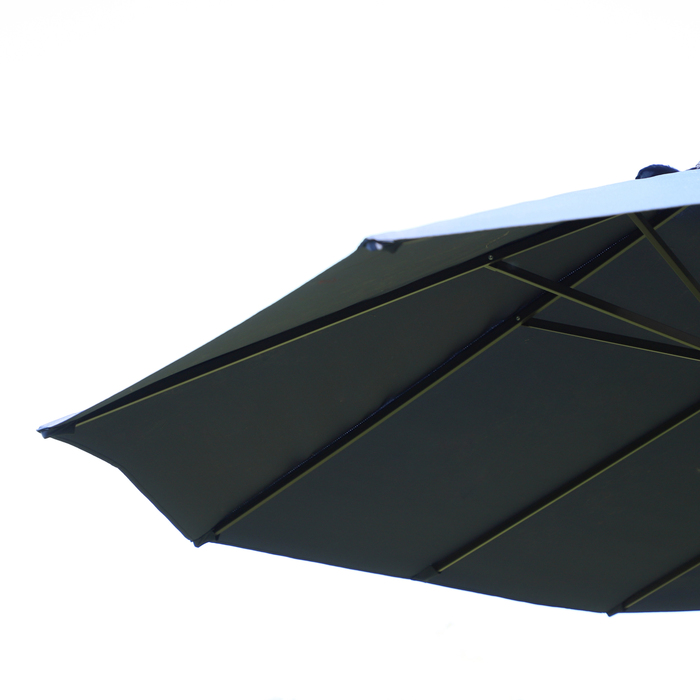 Outsunny Double Canopy Patio Umbrella with Hand Crank - Blue Oval, 460 x 270 x 240 cm | Aosom