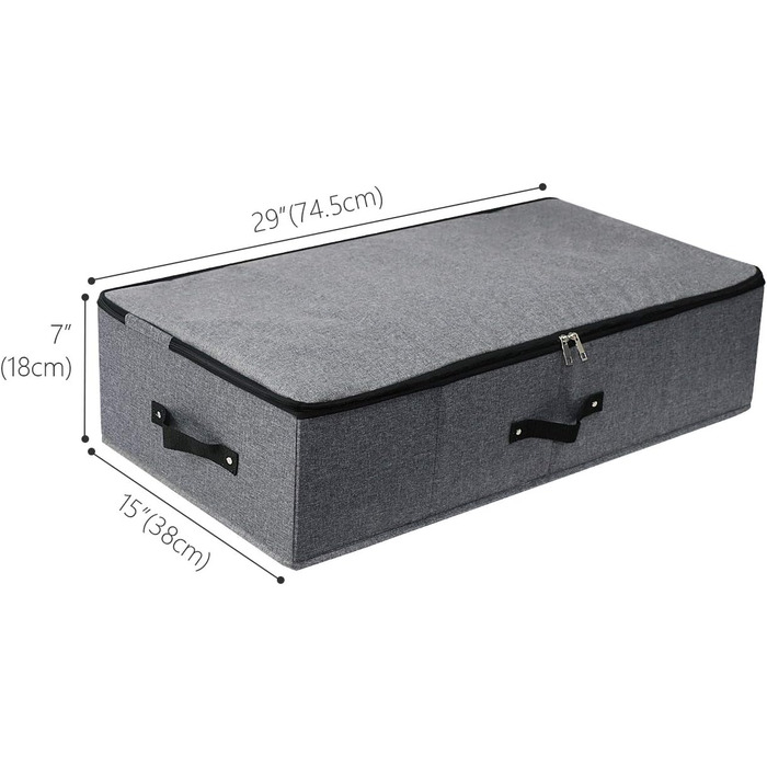 Складана коробка для зберігання під ліжком, 90x42x18 см, чорно-сіра (2 шт.)