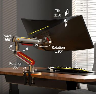 Кріплення для монітора 32-60 дюймів Ultrawide, до 20 кг, VESA 75/100 мм (Червоний)