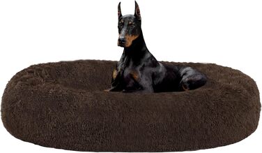 Ортопедичне ліжко для собак HMTOPE: кругла подушка, собаче ліжко, диван для котів, донат, м'яке гніздо, 70 см Ø, (120 x 120 x 20 см), коричневий