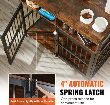 Клітка для собак VEVOR 1041x599x919 мм з міцного вуглецевої сталі та П2 ДСП, вінтажний дизайн, з подвійними дверима, чорна