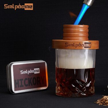 Набір для копчення коктейлів з ліхтариком, коптильня для віскі з факелом, 4 види дерев'яної стружки, подарунок для батька, чоловіка та любителів коктейлів (без бутану), коптильня для коктейлів з факелом з стружкою вишні