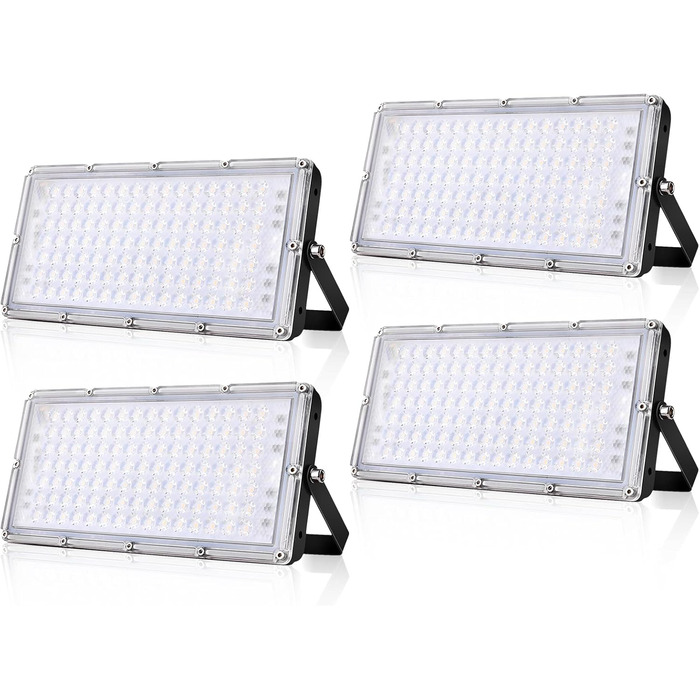 Ankishi LED Floodlight Outdoor, IP65 Waterproof, Super Bright 6500K Cool White Outdoor Light 30000LM Outdoor Floodlight Spotlights for Sports Field Garage Garden Backyard (Warm White, 4 PACK 100W)
