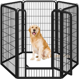 Вольєр для цуценят Yaheetech 16-частинний, 120 см, з автоматичним замиканням, для квартири та саду, чорний