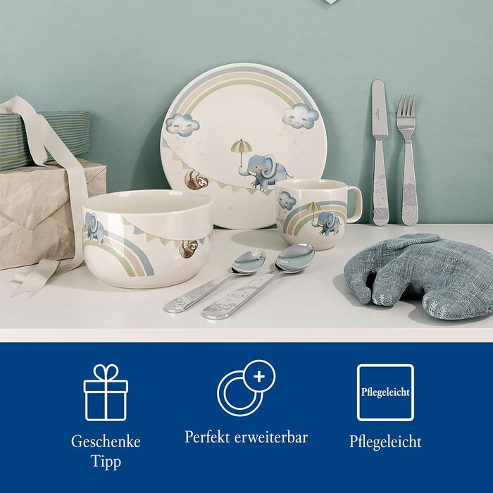 Набір дитячого посуду Villeroy & Boch Boho Kids: 4 шт. (вилка, ложка, ніж, ложкар), нержавіюча сталь, для дітей, безпечний, миється в посудомийній машині
