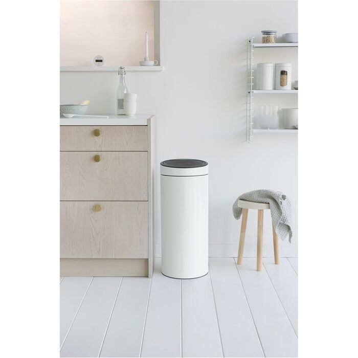 Відро Brabantia Touch Bin New 40 л з висувним контейнером, нержавіюча сталь, 32.8 x 48.3 см, білий