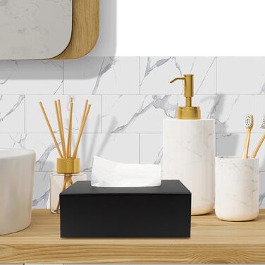 NIXRET Cosmetic Tissue Box 25 * 13 * 9 cm Acrylic Tissue Dispenser, Tissue Box with Magnetic Cover for Dining Room, Bathroom, Bedroom, Car, Office, Matte Black