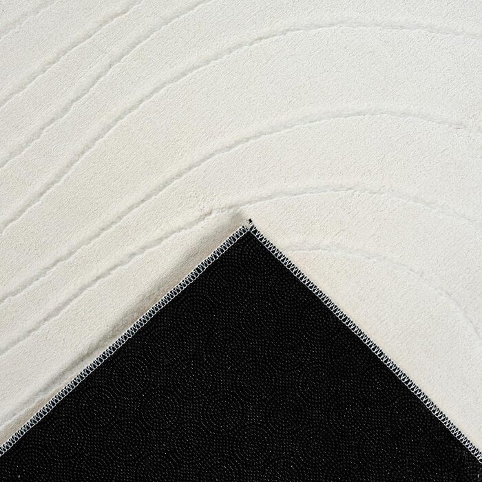 Килим Rio - сучасний та м'який килим для вітальні та спальні з антиковзним покриттям та 3D-оптикою, пухнаста поверхня, легкий у догляді та міцний, білий, білий-1 (120 x 160 см, кремовий-5)