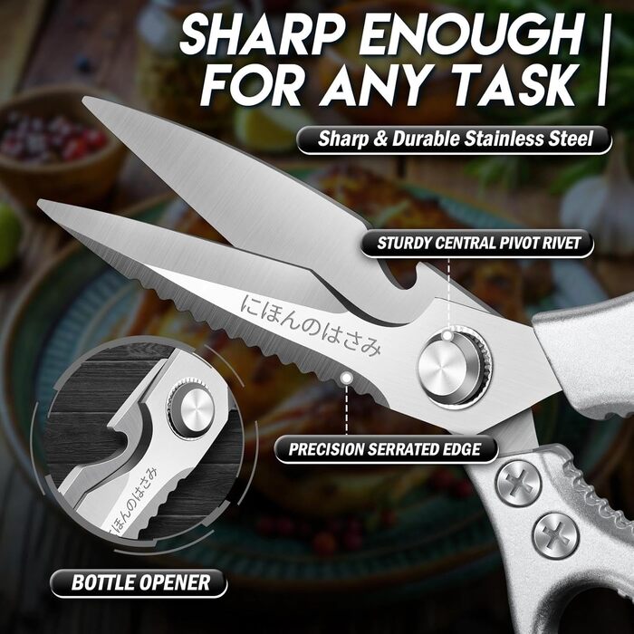 Набір кухонних ножиць DRAGON RIOT Stabile: 2 шт. з японської сталі, для м'яса та птиці, чорний колір, з нержавіючої сталі