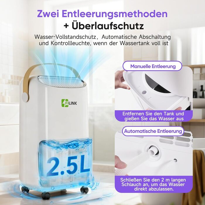 Електричний осушувач повітря 9л/24г, тихий, з дитячим блокуванням, захистом від переливу та автоматичним перезапуском. Підходить для спальні, ванної кімнати, підвалу та пральні. Осушувач повітря 16л/день.