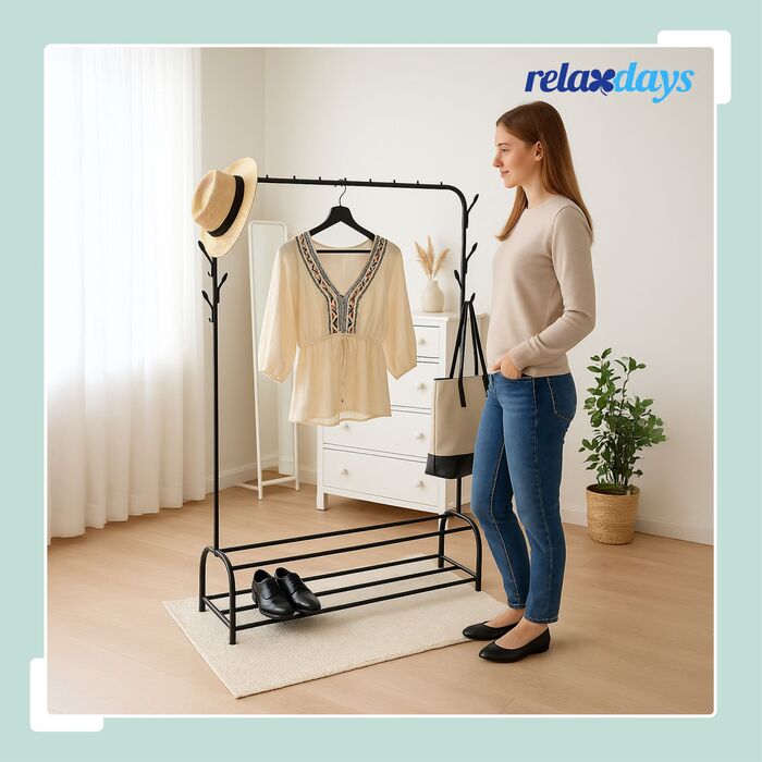 Підставка для одягу Relaxdays з 2 полицями