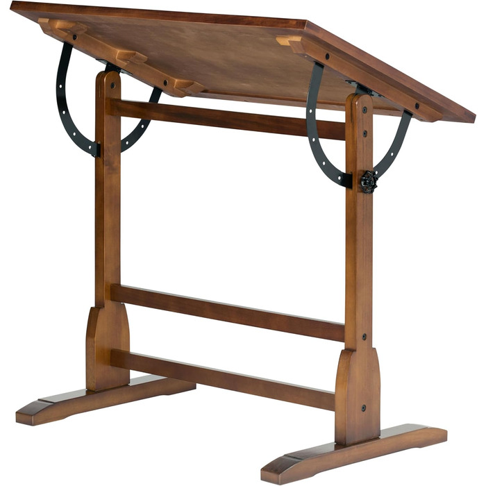 Adjustable Craft Table with Rustic Oak Top - Studio Desk for Hobbies & Art