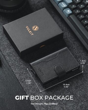 Чоловіче картхолдер VULKIT з RFID захистом, шкіряний, на 3 картки та віконце для ID, з магнітною застібкою, червоний (шкіра Litchi)