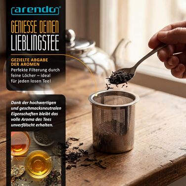 Скляний чайник Arendo з ситечком з нержавіючої сталі, боросиликатне скло, 1200 мл, термостійкий для листового, трав'яного та фруктового чаю
