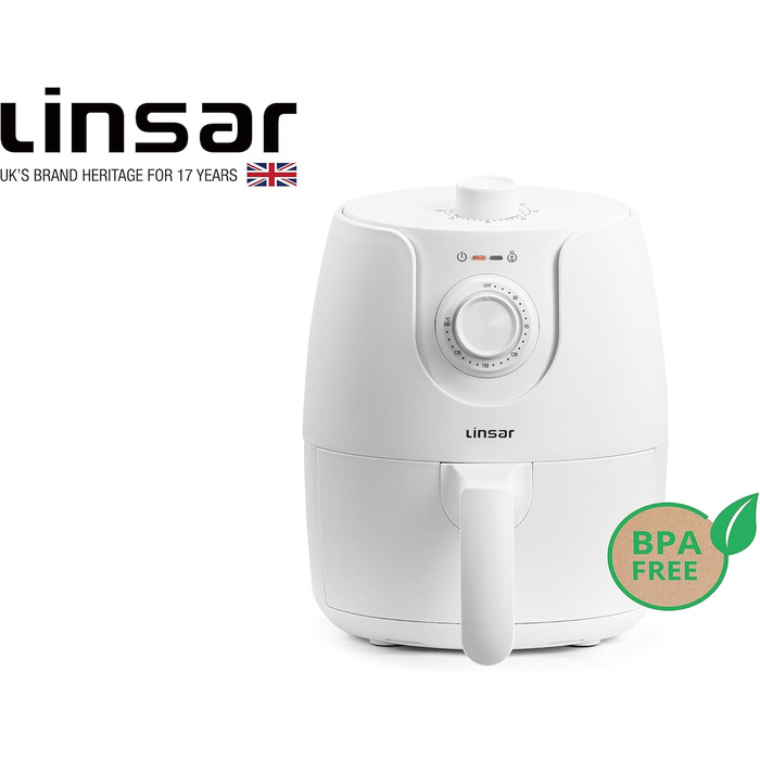 Фритюрниця без олії Mini 1.8L з таймером та функцією підігріву | Airfryer 1200W | Економія енергії та швидкість | Біла