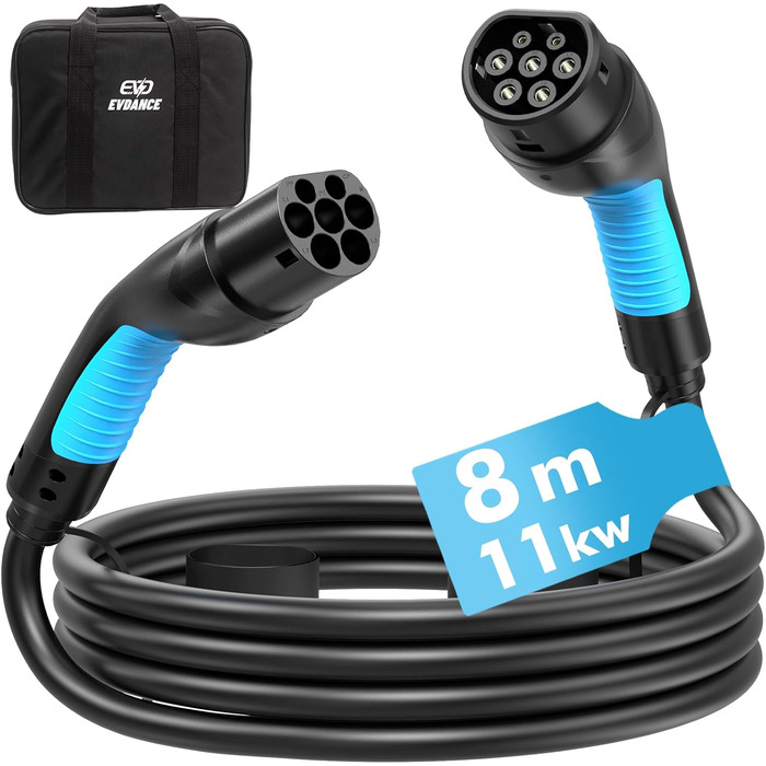 Кабель для зарядки електромобілів Тип 2, 16A, 11kW, 8м з сумкою