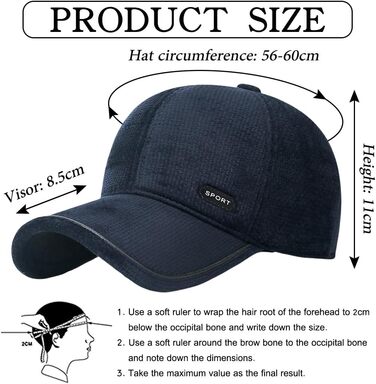 Чоловіча зимова кепка basecap з відкидними навушниками, унісекс, бейсболка з навушниками, спортивна кепка Full, стиль Dad Hat (темно-синій)