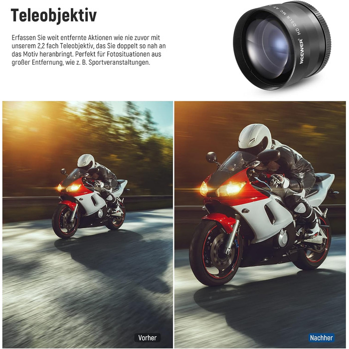 Набір об'єктивів NEEWER 52mm: ширококутний, телеоб'єктив, макро, ND-фільтри (ND2, ND4, ND8), UV, CPL, FLD для APS-C