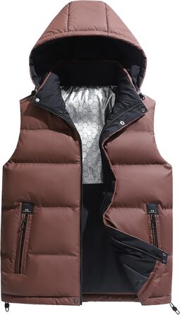 Чоловіча зимова жилетка AIEOE з PU, без рукавів, для активного відпочинку з капюшоном, термо, стеганий, теплий, водонепроникний (L, червона стеганий жилетка)