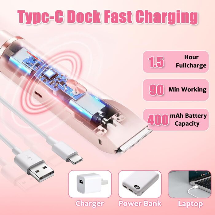 Електричний жіночий триммер Intimrasierer 2-в-1 для інтимної зони, рожевий