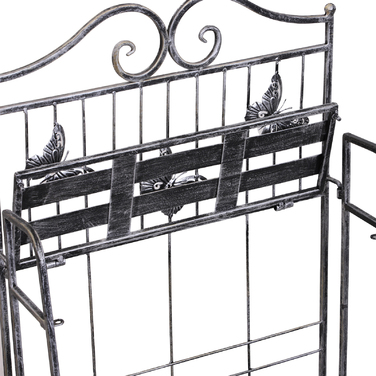 Outsunny Plant Shelf, Plant Stand, Flower Shelf, Flower Stand, Flower Ladder, Garden Shelf, 3 Tiers, Metal, Silver Gray, 44 x 25 x 96 cm