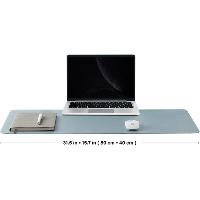 Підкладка для столу з екошкіри, 80x40 см, синього кольору - антиковзаюча, для офісу та дому