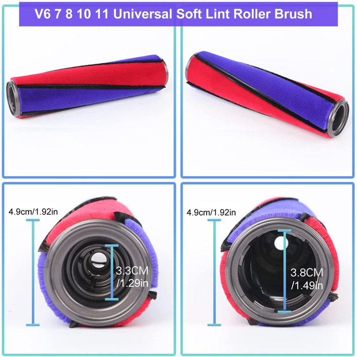 Replacement Brush for Dyson V6 V7 V8 V10 V11 Soft Bristle Floor Brush, Soft Roller for Dyson Accessories, with 6 Felt Strips for Dyson Vacuum Cleaners, Cleaning and Dust Removal ABS