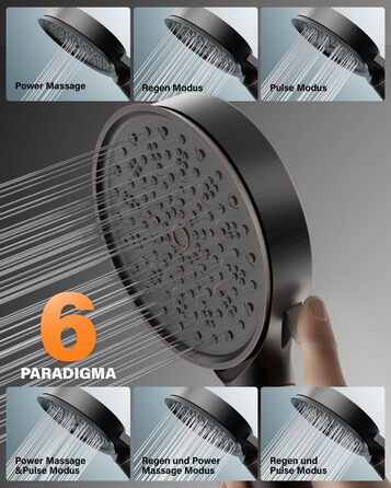 Cobbe Shower Head with Filter, High-Pressure Handheld Shower with Hose, 6 Spray Patterns Water-Saving Shower Head with 20-Layer Filtration, Shower for Hard Water, Residual Chlorine, Bacteria, Heavy Metals (Oil-Rubbed Bronze)