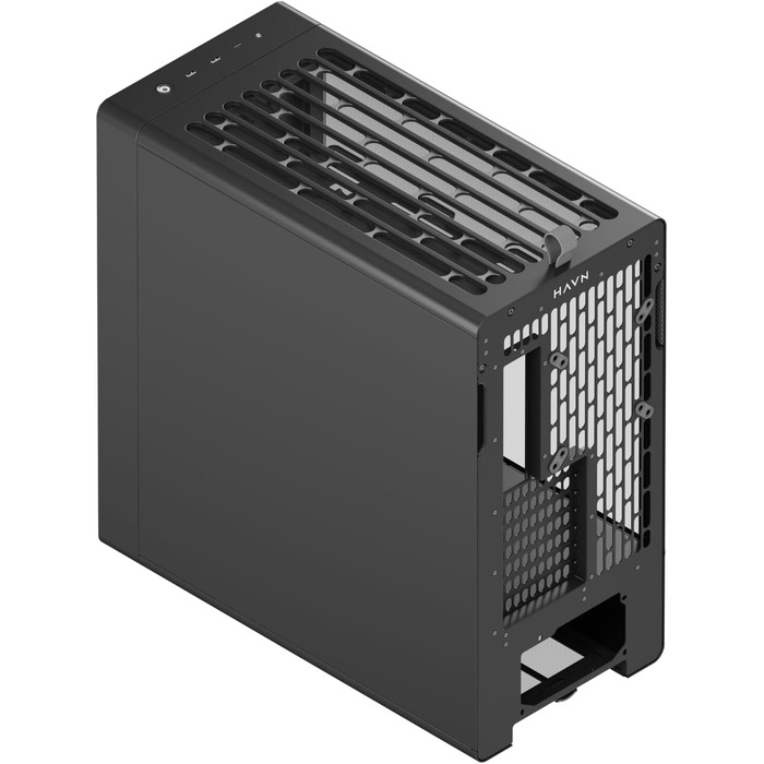 Корпус ПК HAVN Midi-Tower з 3 вентиляторами, Top Airflow, скло, чорний