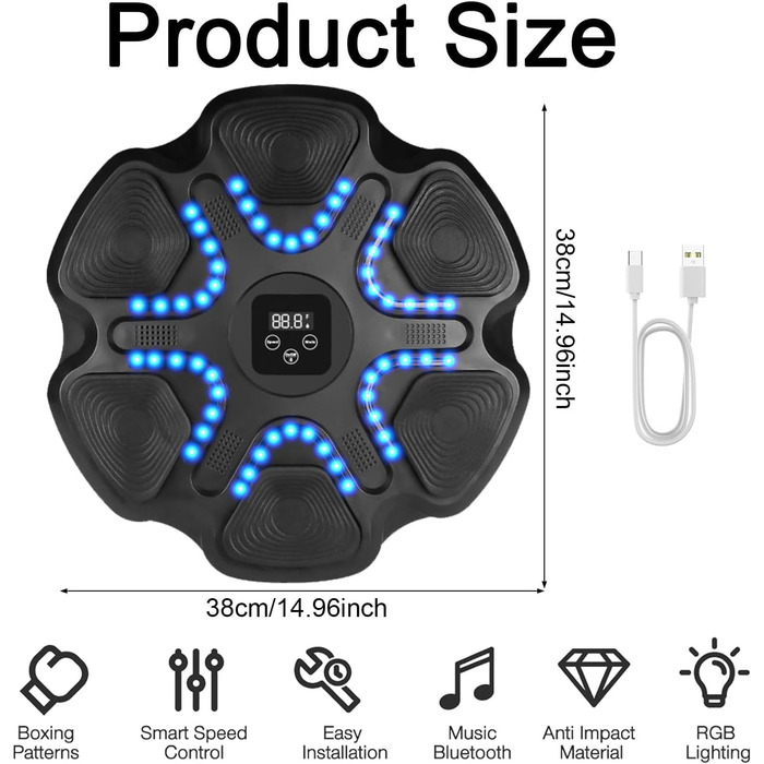 Музична боксівська машина Sunshine Smile Liteboxer: тренування на стіні з Bluetooth та регулюванням швидкості