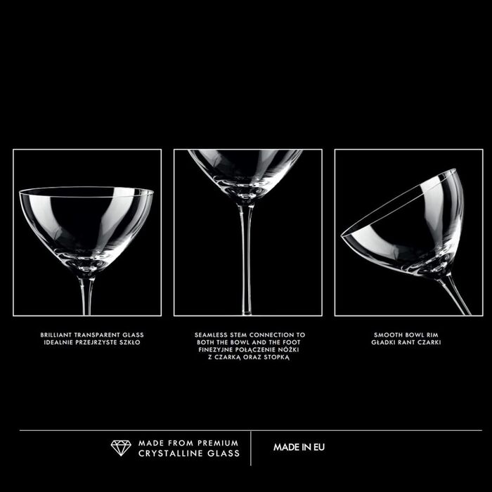 Бокали для коктейлів Krosno Martini Harmony 6 шт, 235 мл - скляні, для Європи
