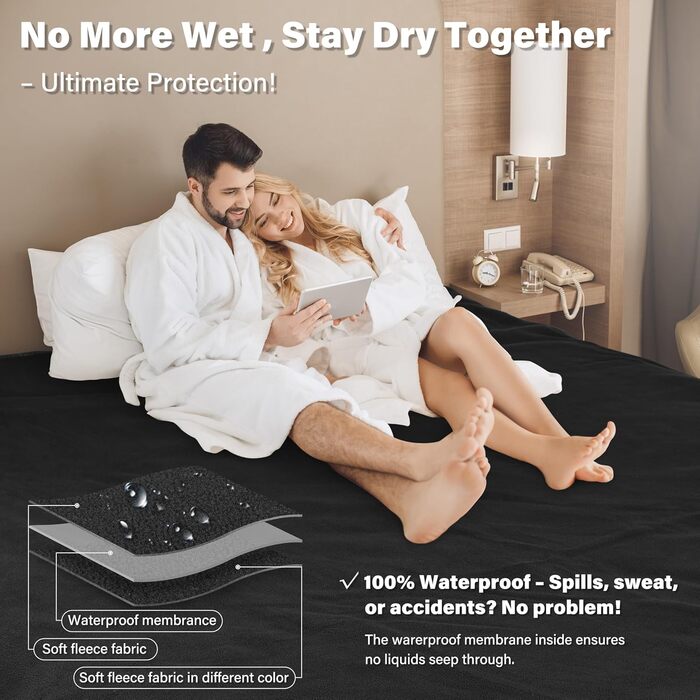 Водонепроникний плед для собак і котів, миючий, 125 x 75 см (203 x 152 см), чорний. Плед-накидка для собак, котів, для подорожей, на диван, захисний, м'який