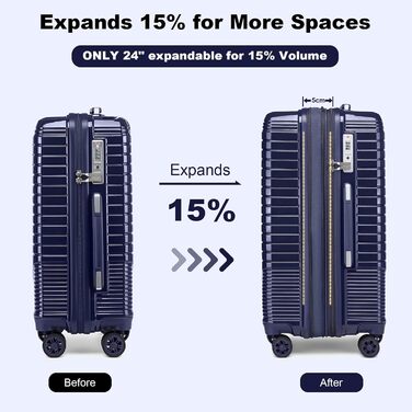 Набір валіз Sea Choice 4 в 1: S/M/L/XL, жорсткий корпус, PC, ручна поклажа, Beautycase, розширюваний, з YKK, TSA-замок, 4 колеса, темно-синій