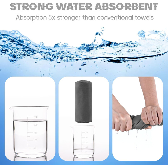 Набір рушників з мікрофібри 2 шт. | 180x60 см великий рушник для душу + 80x40 см маленький рушник для обличчя | Швидковисихаючі рушники з мікрофібри, спортивний рушник для фітнесу, пляжу, тренажерного залу (темно-сірий)